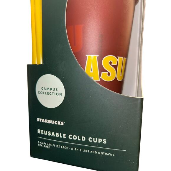 Starbucks ASU Reusable COLD Cups 5pk Campus Collection Arizona State University - Picture 2 of 4